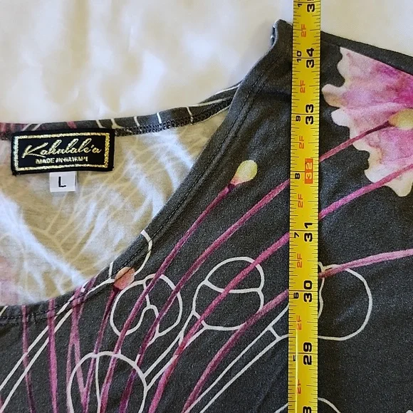 KAHULALE'A Hawaii Cattleya Orchid T-Shirt Midi Casual Dress Pink Gray Islandwear - Picture 5 of 7